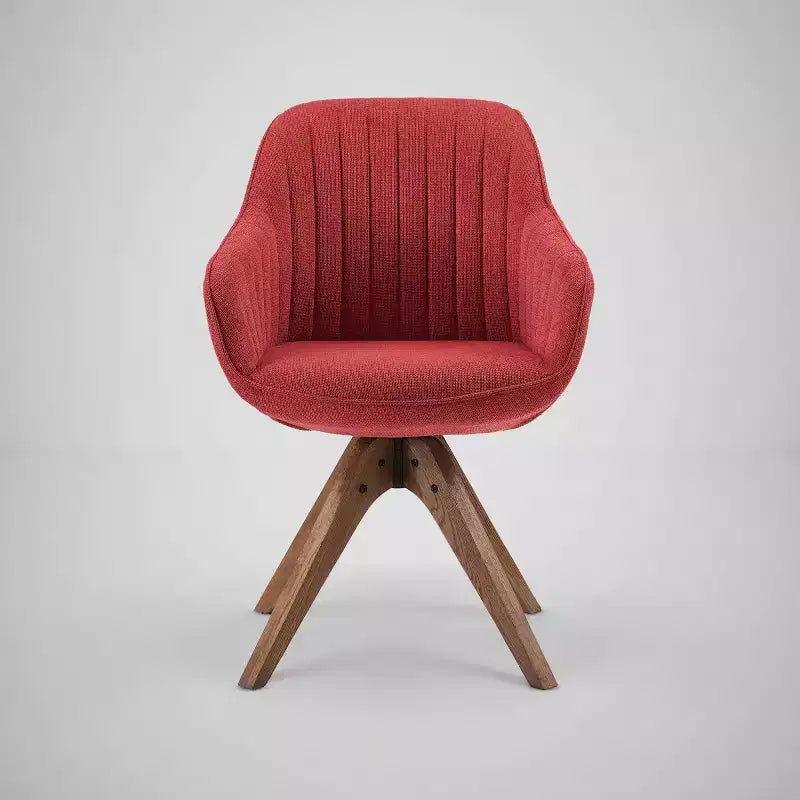 Fauteuil pivotant Art Leon confortable en tissu avec pieds en chêne massif