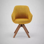 Fauteuil pivotant Art Leon confortable en tissu avec pieds en chêne massif