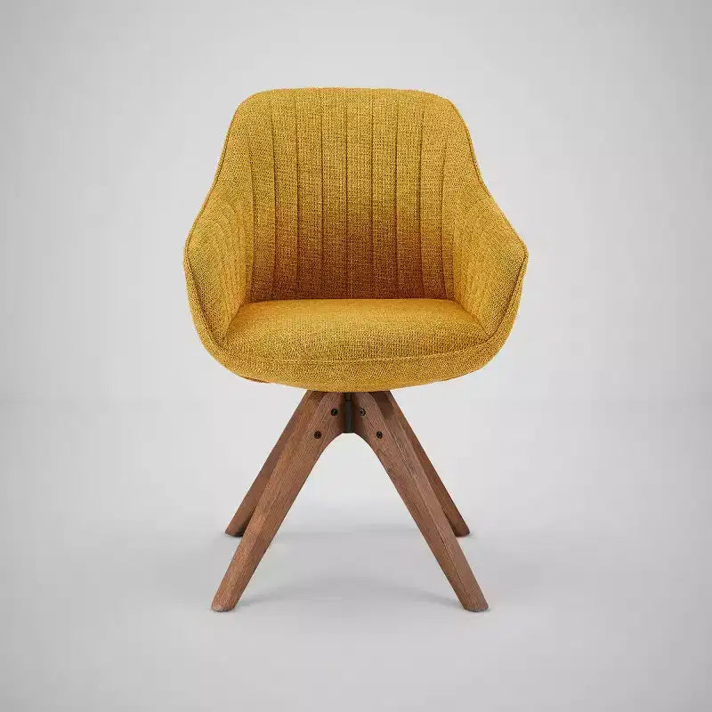 Fauteuil pivotant Art Leon confortable en tissu avec pieds en chêne massif