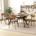 Christopher Knight Home Lareyna 5 Piece Mid-Century Modern Rubberwood Upholstered Dining Set