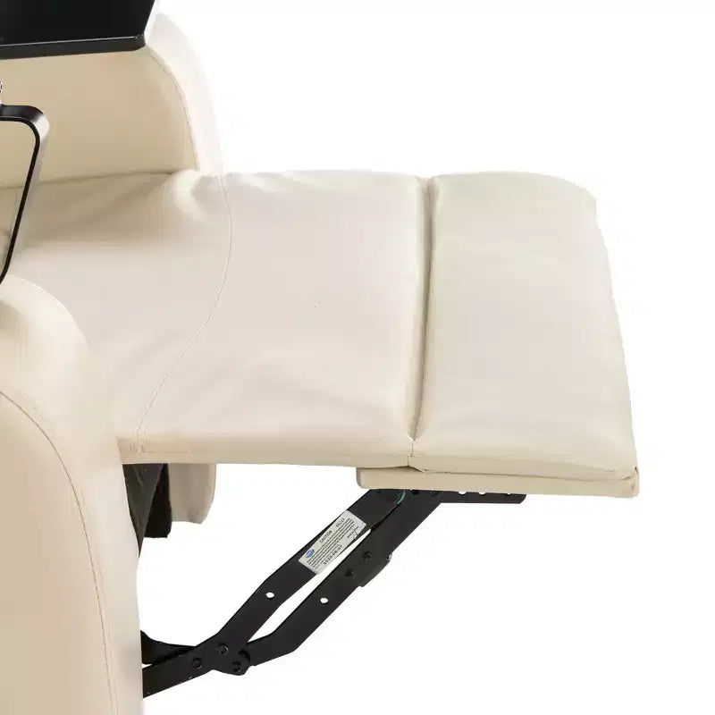 Fauteuil inclinable électrique pivotant 270° en similicuir avec tablette, support de téléphone, port USB et fonction bascule pour un confort home cinéma
