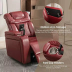 Fauteuil inclinable électrique pivotant 270° en similicuir avec tablette, support de téléphone, port USB et fonction bascule pour un confort home cinéma