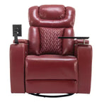 Fauteuil inclinable électrique pivotant 270° en similicuir avec tablette, support de téléphone, port USB et fonction bascule pour un confort home cinéma
