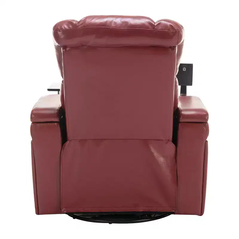 Fauteuil inclinable électrique pivotant 270° en similicuir avec tablette, support de téléphone, port USB et fonction bascule pour un confort home cinéma