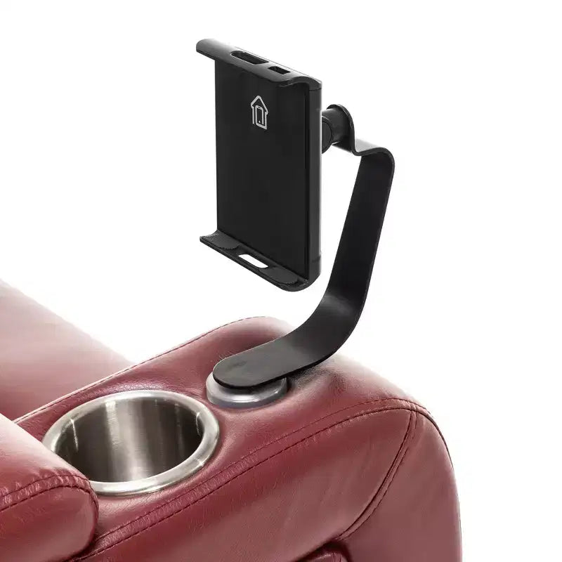 Fauteuil inclinable électrique pivotant 270° en similicuir avec tablette, support de téléphone, port USB et fonction bascule pour un confort home cinéma
