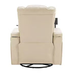 Fauteuil inclinable électrique pivotant 270° en similicuir avec tablette, support de téléphone, port USB et fonction bascule pour un confort home cinéma