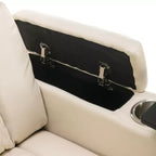 Fauteuil inclinable électrique pivotant 270° en similicuir avec tablette, support de téléphone, port USB et fonction bascule pour un confort home cinéma