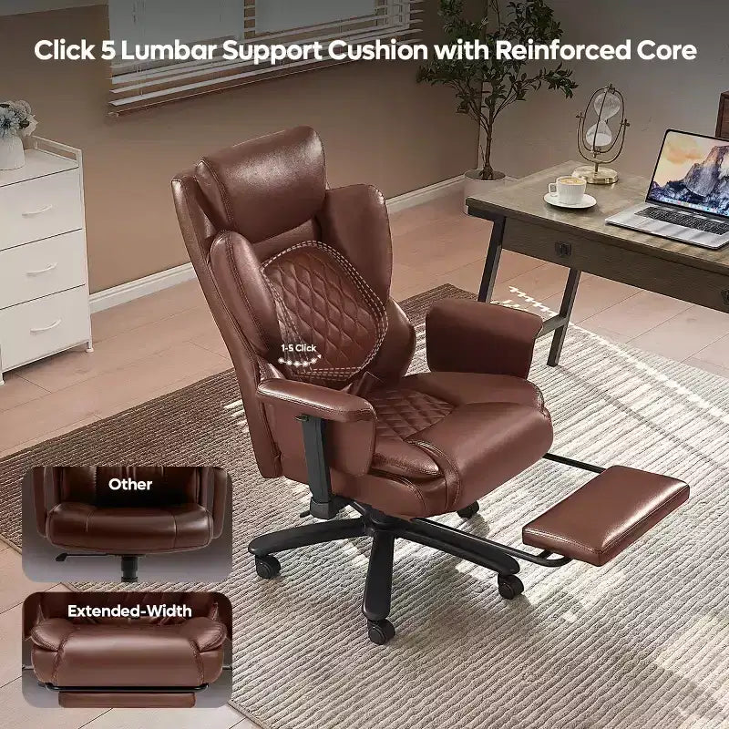 Fauteuil de bureau inclinable confortable Bestier, fauteuil de bureau robuste avec repose-pieds, fauteuil de bureau de direction inclinable avec soutien lombaire réglable