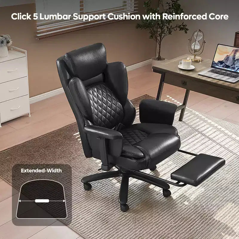 Fauteuil de bureau inclinable confortable Bestier, fauteuil de bureau robuste avec repose-pieds, fauteuil de bureau de direction inclinable avec soutien lombaire réglable