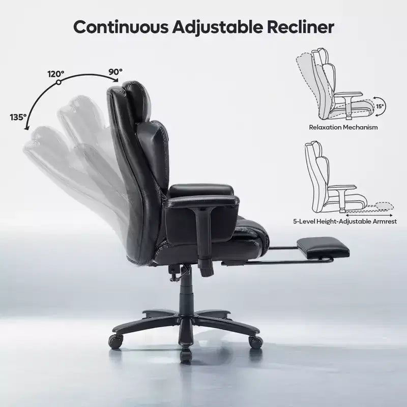 Fauteuil de bureau inclinable confortable Bestier, fauteuil de bureau robuste avec repose-pieds, fauteuil de bureau de direction inclinable avec soutien lombaire réglable