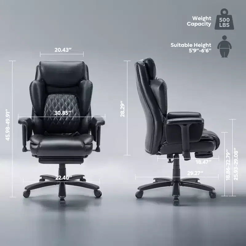 Fauteuil de bureau inclinable confortable Bestier, fauteuil de bureau robuste avec repose-pieds, fauteuil de bureau de direction inclinable avec soutien lombaire réglable