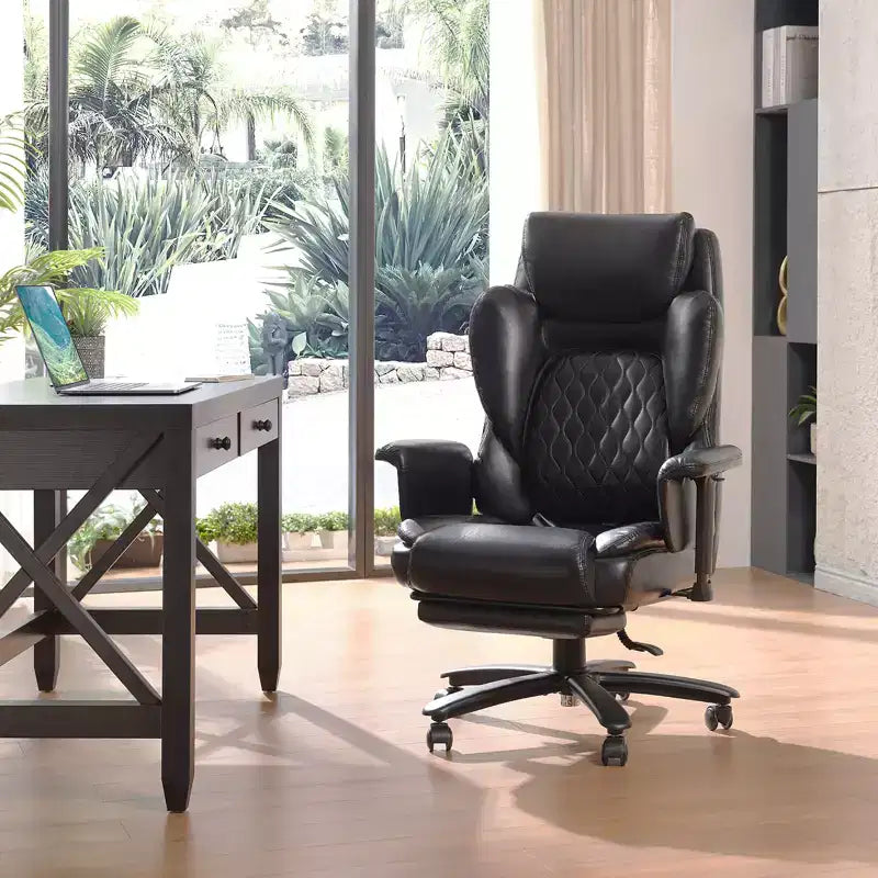 Fauteuil de bureau inclinable confortable Bestier, fauteuil de bureau robuste avec repose-pieds, fauteuil de bureau de direction inclinable avec soutien lombaire réglable
