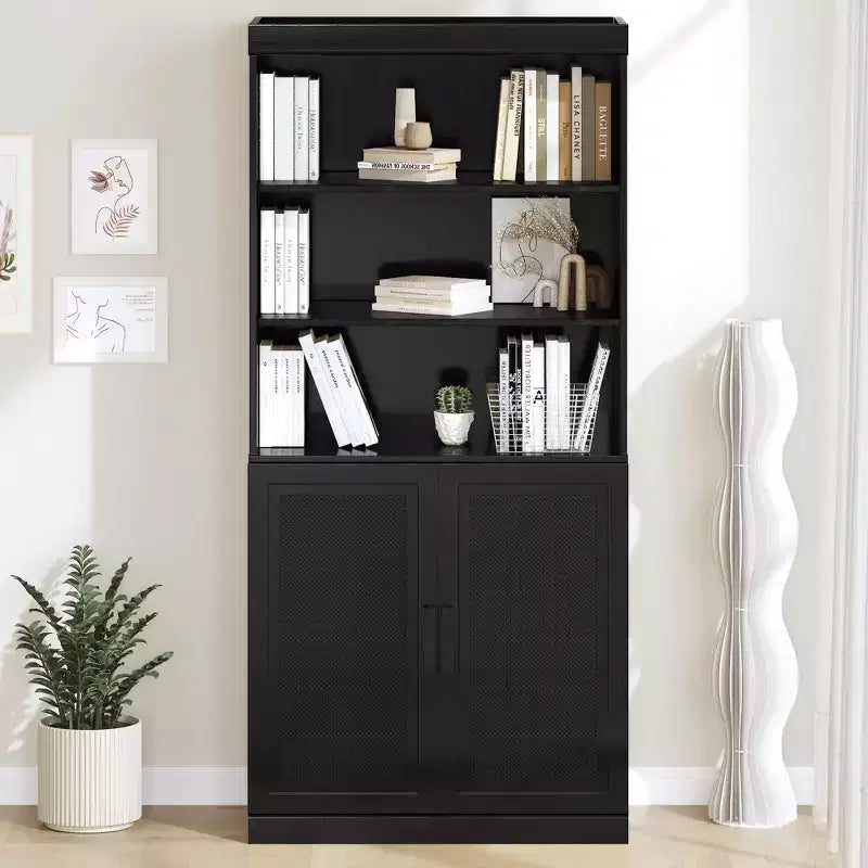 Meuble de rangement 31 x 67 en bois noir avec 4 étagères réglables, meuble de rangement bibliothèque ouverte