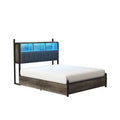 AMERLIFE Bed Frame with Bookcase Headboard, 4 Drawers, Charging Station, No Box Spring