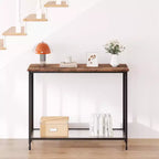 Console, Table d'appoint étroite pour entrée avec étagère en verre et cadre en métal