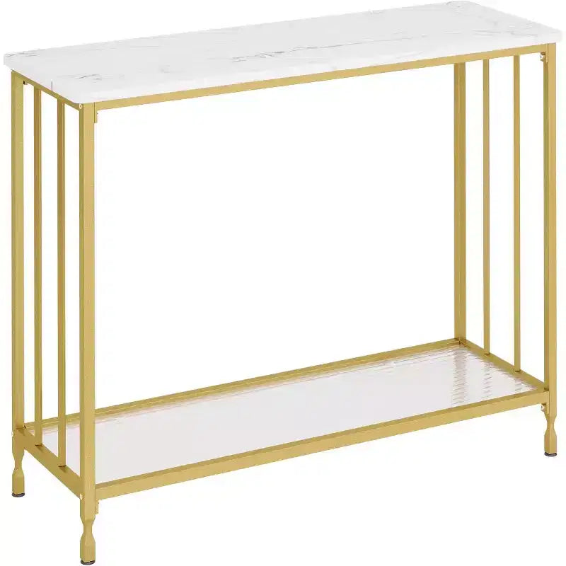 Console Table, Sofa Tables Narrow Entryway Table with Glass Shelf and Metal Frame