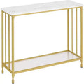 Console Table, Sofa Tables Narrow Entryway Table with Glass Shelf and Metal Frame