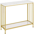 Console Table, Sofa Tables Narrow Entryway Table with Glass Shelf and Metal Frame