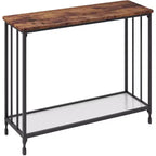 Console, Table d'appoint étroite pour entrée avec étagère en verre et cadre en métal