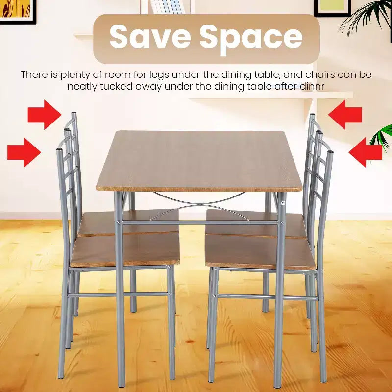 BestMassage Ensemble de salle à manger 5 pièces moderne, table de cuisine peu encombrante avec 4 chaises