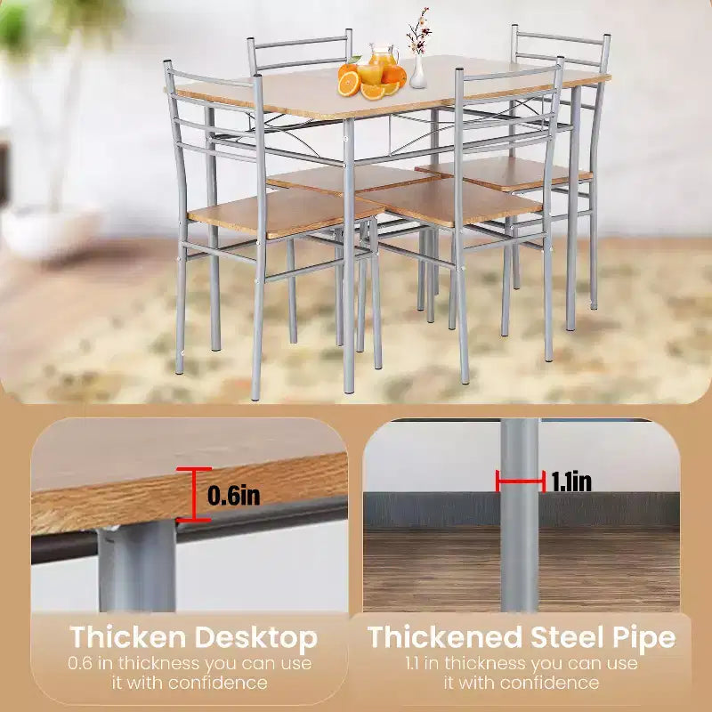 BestMassage Ensemble de salle à manger 5 pièces moderne, table de cuisine peu encombrante avec 4 chaises