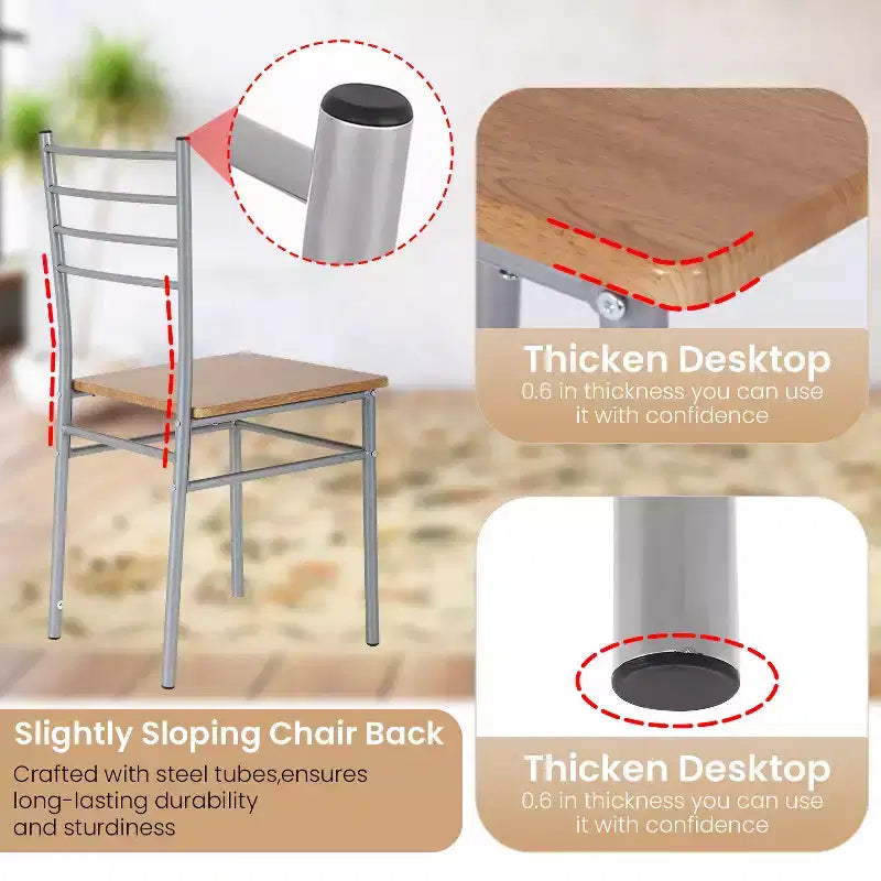 BestMassage Ensemble de salle à manger 5 pièces moderne, table de cuisine peu encombrante avec 4 chaises