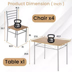BestMassage Ensemble de salle à manger 5 pièces moderne, table de cuisine peu encombrante avec 4 chaises