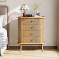 4 Drawer / 6 Drawer Dressers, Chest of Drawers for Bedroom, Nightstand, Spacious Storage Boho Wicker Dresser with Matte Black Handles and Wood Legs