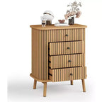 Commodes à 4 tiroirs / 6 tiroirs, commodes de chambre, table de chevet, commode bohème en osier avec rangement spacieux, poignées noires mates et pieds en bois