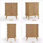 Commodes à 4 tiroirs / 6 tiroirs, commodes de chambre, table de chevet, commode bohème en osier avec rangement spacieux, poignées noires mates et pieds en bois