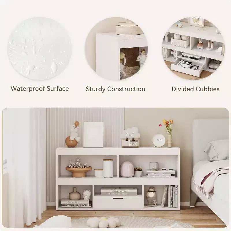 Organisateur de rangement Acekool à 5 cubes avec tiroir pour enfants, meuble de rangement en bois pour jouets, idéal pour salle de jeux, crèche, salle de classe