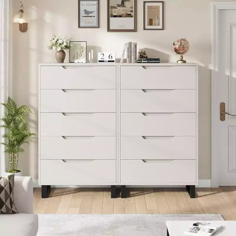 Commode verticale Acekool à 5 tiroirs, armoire de rangement haute de 130 cm avec tiroirs profonds pour chambre et entrée