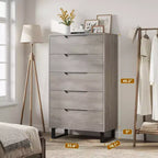 Commode verticale Acekool à 5 tiroirs, armoire de rangement haute de 130 cm avec tiroirs profonds pour chambre et entrée