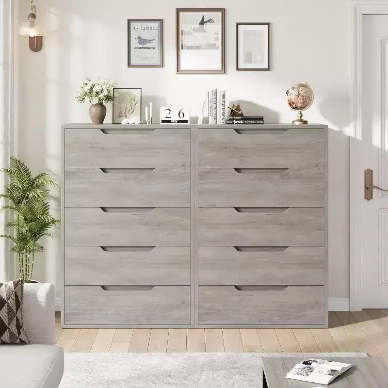 Commode verticale Acekool à 5 tiroirs, armoire de rangement haute de 130 cm avec tiroirs profonds pour chambre et entrée