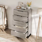 Commode verticale Acekool à 5 tiroirs, armoire de rangement haute de 130 cm avec tiroirs profonds pour chambre et entrée