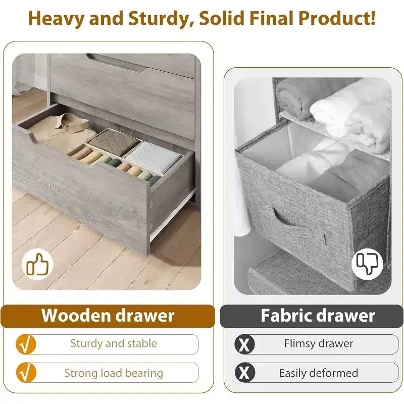 Commode verticale Acekool à 5 tiroirs, armoire de rangement haute de 130 cm avec tiroirs profonds pour chambre et entrée