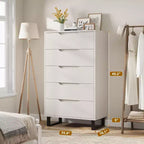 Commode verticale Acekool à 5 tiroirs, armoire de rangement haute de 130 cm avec tiroirs profonds pour chambre et entrée