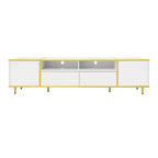 Meuble TV moderne CLIHOME 70,9" pour téléviseurs jusqu'à 80 pouces, meuble TV avec lumières LED, centre de divertissement avec 2 étagères
