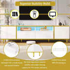 Meuble TV moderne CLIHOME 70,9" pour téléviseurs jusqu'à 80 pouces, meuble TV avec lumières LED, centre de divertissement avec 2 étagères