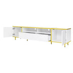 Meuble TV moderne CLIHOME 70,9" pour téléviseurs jusqu'à 80 pouces, meuble TV avec lumières LED, centre de divertissement avec 2 étagères