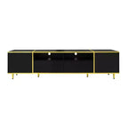 Meuble TV moderne CLIHOME 70,9" pour téléviseurs jusqu'à 80 pouces, meuble TV avec lumières LED, centre de divertissement avec 2 étagères