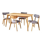 Christopher Knight Home Alma Ensemble de salle à manger 5 pièces en tissu et bois, style milieu de siècle