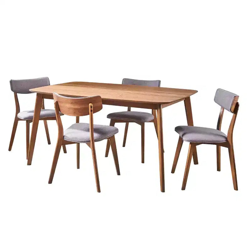 Christopher Knight Home Alma Ensemble de salle à manger 5 pièces en tissu et bois, style milieu de siècle