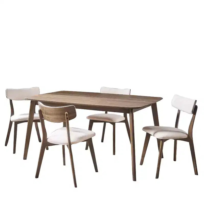 Christopher Knight Home Alma Ensemble de salle à manger 5 pièces en tissu et bois, style milieu de siècle