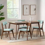 Christopher Knight Home Alma Ensemble de salle à manger 5 pièces en tissu et bois, style milieu de siècle