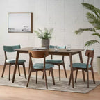 Christopher Knight Home Alma Ensemble de salle à manger 5 pièces en tissu et bois, style milieu de siècle