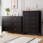 Commode à 5 tiroirs, table de chevet moderne et haute avec tiroirs profonds et poignée ronde en nickel, armoire de rangement en bois, blanche