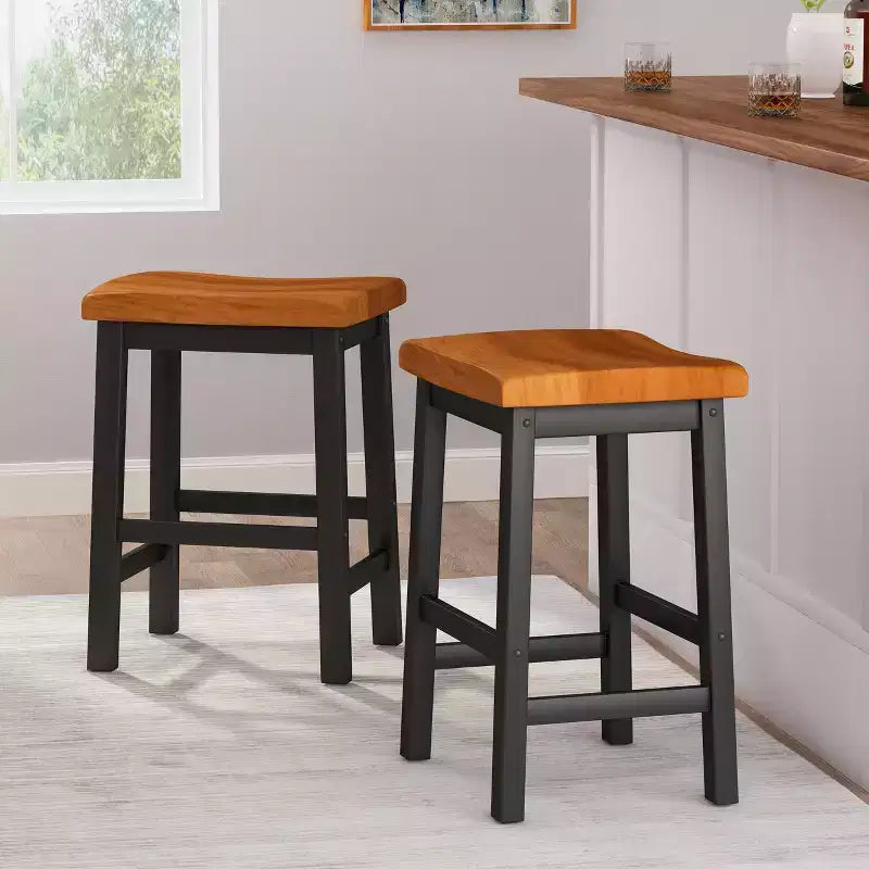 Tabourets de comptoir sans dossier en bois d'hévéa de 61 cm Christopher Knight Home Pomeroy Farmhouse (lot de 2)