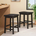 Christopher Knight Home Pomeroy Farmhouse Rubberwood 24 Inch Backless Saddle Counter Stools (Set of 2)