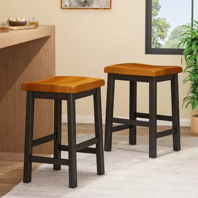 Tabourets de comptoir sans dossier en bois d'hévéa de 61 cm Christopher Knight Home Pomeroy Farmhouse (lot de 2)